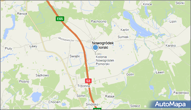 mapa Kolonia Nowogródek Pomorski, Kolonia Nowogródek Pomorski na mapie Targeo